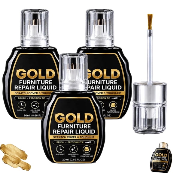 Gold Furniture Repair Paint, 0.68 Fl Oz, High Gloss Metallic Gold Paint, For Cabinets, Frames, Wood & Metal Restorer