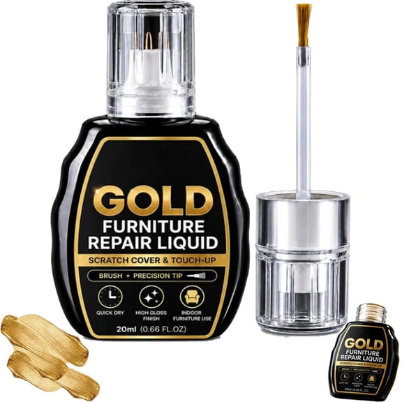 Gold Furniture Repair Paint, 0.68 Fl Oz, High Gloss Metallic Gold Paint, For Cabinets, Frames, Wood & Metal Restorer
