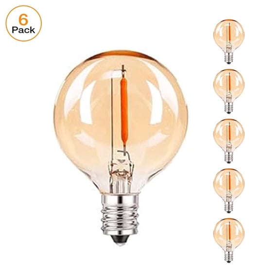 Gold G40 LED Light Bulbs 1W E12 Base, 2200K Ultra Warm Yellow, Dimmable LED Globe Bulb for Vintage Lamps & Decorative Fixtures, 6Pack