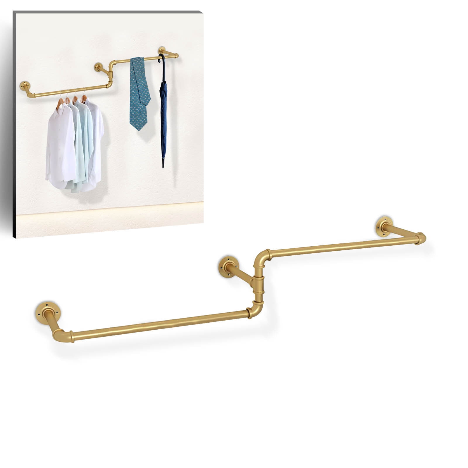 Gold Garment Rack Clothes Rack Wall Mounted Garment Holder Hanging Rod ...