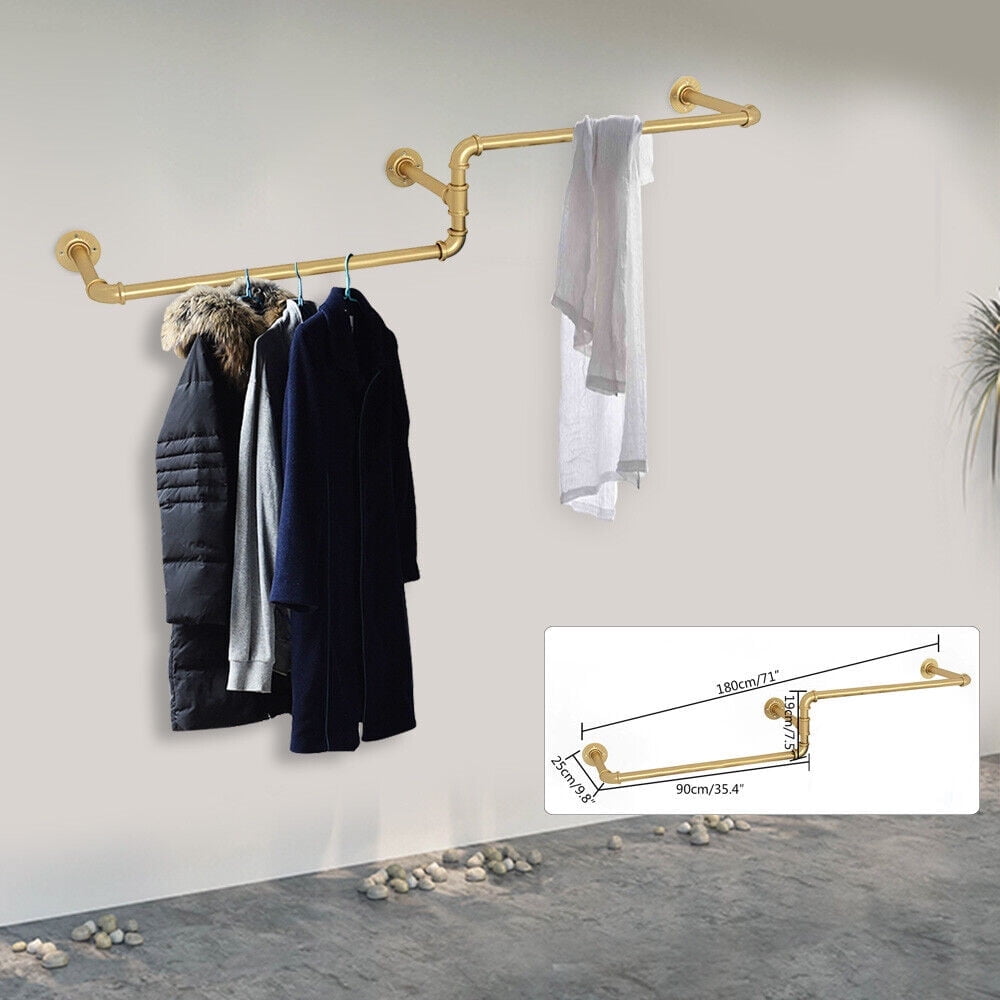 Gold Garment Rack Clothes Rack Wall Mounted Garment Holder Hanging Rod ...