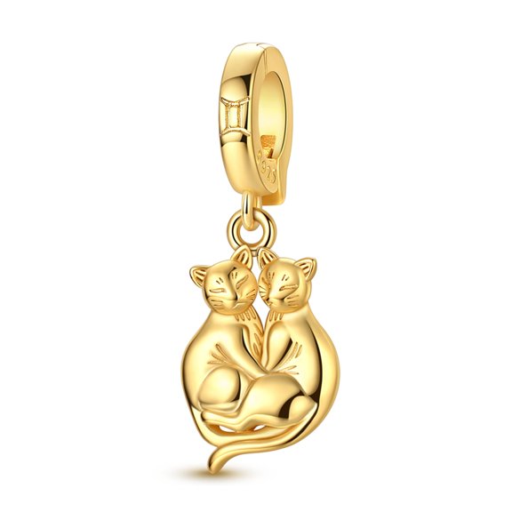 Gold Gemini Universal Clasp Silver Plated Charm