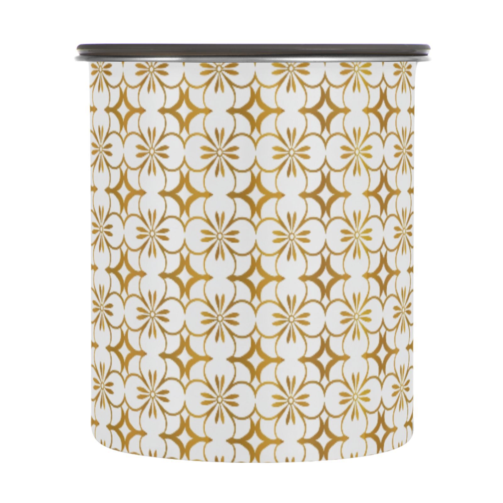 Gold Geometric Flower Airtight Coffee Bean Canister 30oz Food Storage Containers with Lids For Gournd, Tea, Sugar, Flour, Rice, Cereal, Candy Cookie Jar