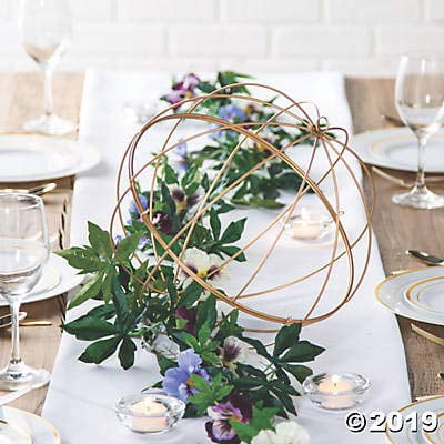 Gold Geometric Metal Sphere (12 Inch Diameter) Wedding And Home Decor