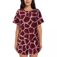 thumbnail image 1 of Gold Giraffe Print Spots Pajamas Casual O Neck Home Suit Women 2 Piece Short Sleeve Kawaii Pajamas Set, 1 of 5
