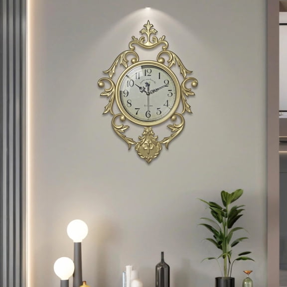 Gold Glass & Iron Wall Clock-Vintage Court-Style, Timeless Home Decoration with Silent Sweep Movement & Retro-Modern Art Aesthetic, Ideal for Living Rooms, Gardens, Dining Rooms & Foyers