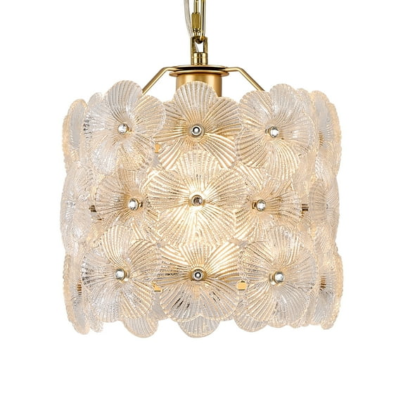 Gold Glass Pendant Light 3-Pack Modern Flower Small Ceiling Pendant Lighting 1-Light for Kitchen Island Sink Dining Room Bedroom Entryway Hallway, E26