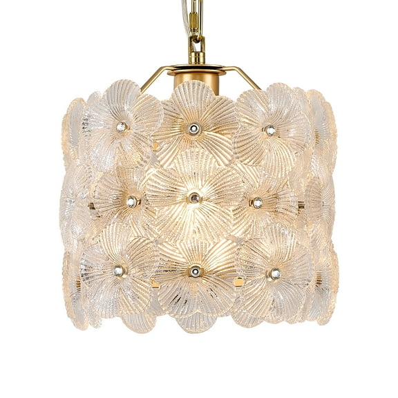 Gold Glass Pendant Light 3-Pack Modern Flower Small Ceiling Pendant Lighting 1-Light for Kitchen Island Sink Dining Room Bedroom Entryway Hallway, E26