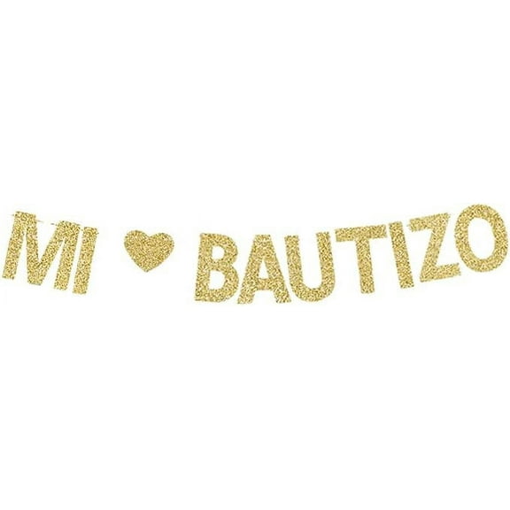 Gold Gliter Paper Sign for Baby Baptism/Christening/First Holy Communion Decorations