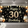 thumbnail image 1 of Gold Glitter 30th Birthday Banner Black Background Display Golden Stars Firework Design 30th Celebration Backdrop for 30th Birthday Party Adult Celebration Photo Backdrop, 1 of 9
