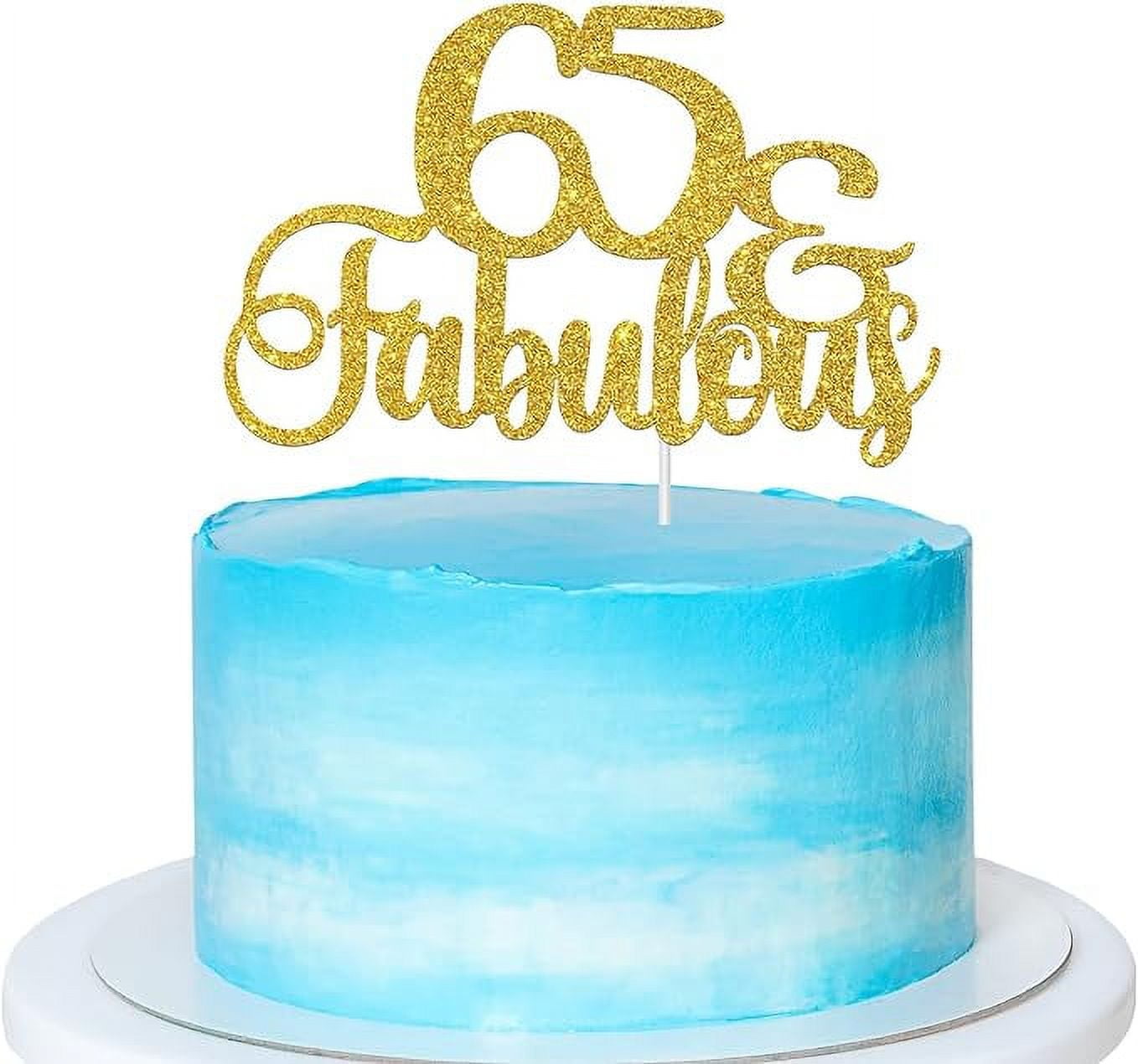 Gold Glitter 65 & Fabulous Cake Topper - 65th Birthday Cake Topper ...