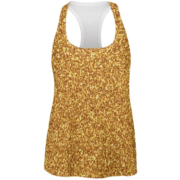 Gold Glitter All Over Womens Racerback Tank Top - 2X-Large