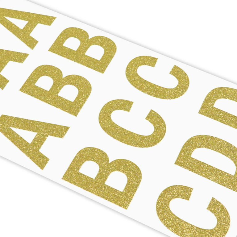 Gold Small Mixed Print & Script Glitter Letter Stickers - (228 pcs