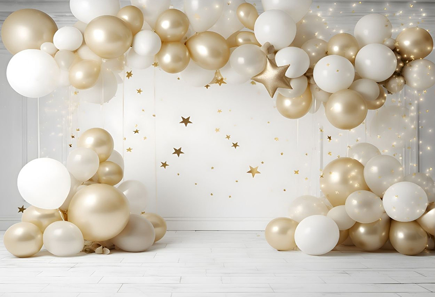 Gold Glitter Balloons Stars Kids Birthday Party Cake Samsh Portrait r ...