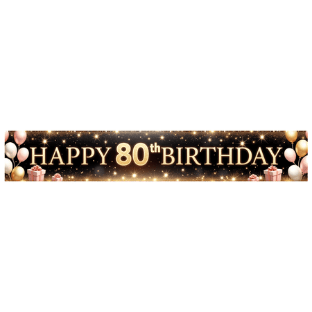 Gold Glitter Banner Milestone Celebration Colorful Balloons for 80th Birthday Party Event Decoration Indoor Outdoor price history and forecast - Yatrandify