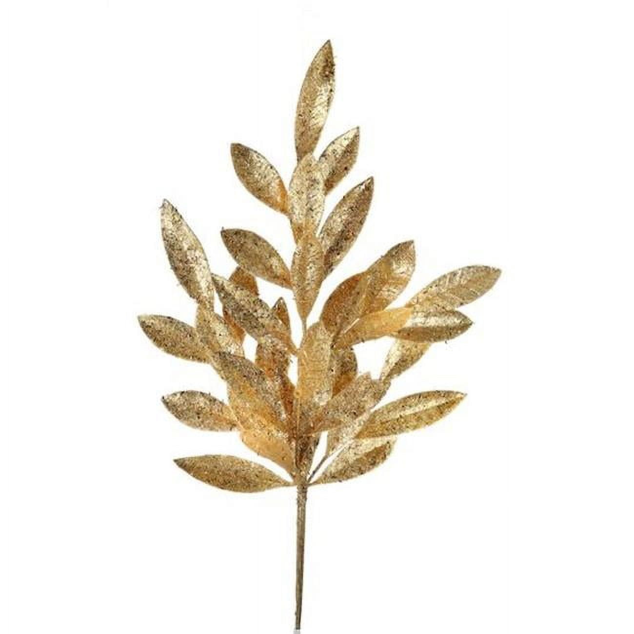 Gold Glitter Bay Leaf Spray Faux Plants & Trees
