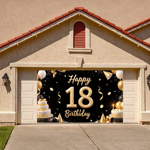 Gold Glitter Birthday Banner Happy 18th Milestone Birthday Celebration Party Decor for Birthday Party Event Decoration Indoor Celebration