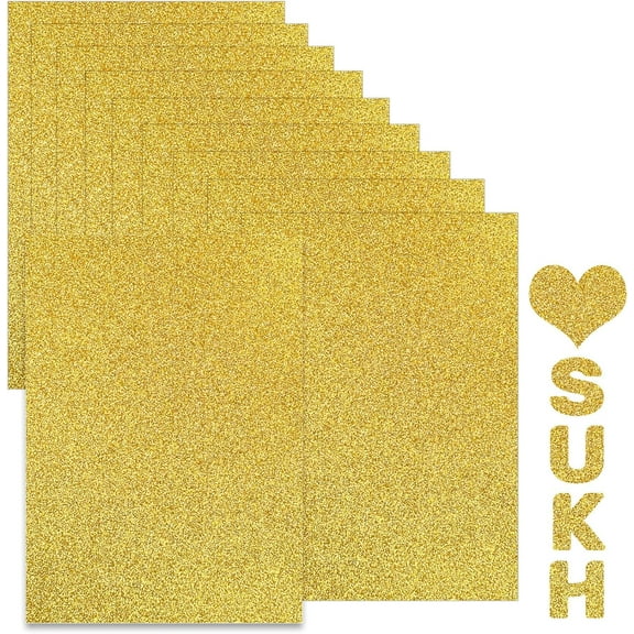 Gold Glitter Cardstock Paper - Glitter Cardstock Craft Paper A4 Thick Colored Crafts Christmas Valentines Gift Box Wrapping DIY Wedding Birthday Party Sparkle Decor Scrapbook 250GSM 10pcs