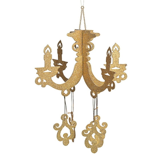 Gold Glitter Chandelier - Party Decor - 1 Piece
