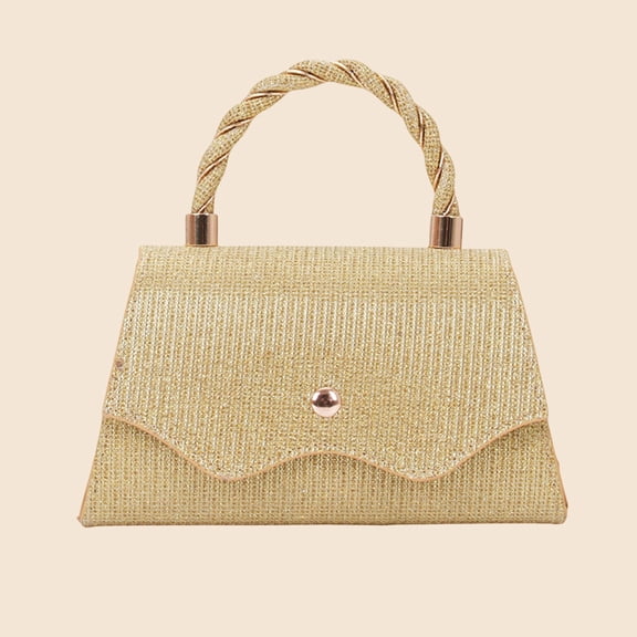 Gold Glitter Clutch for Women Wedding Party, Sparkly Evening Purse with Braided Handle, Mini Dressy Clutch Bag for Prom Bridesmaid Night Out,Size Free Size