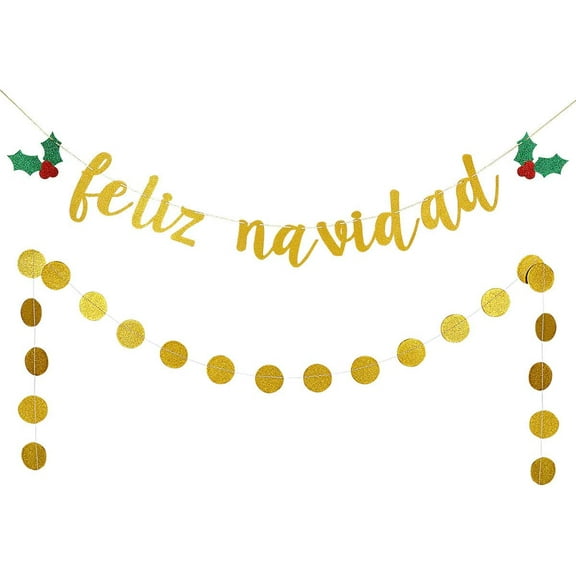 Gold Glitter Feliz Navidad Banner Spanish Christmas Banner for Feliz Navidad Christmas Decorations Spanish Christmas Decorations Xmas Holiday Decor