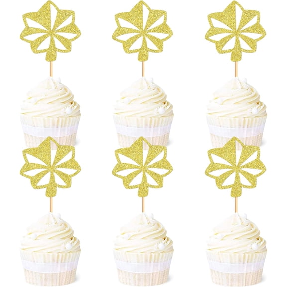 Gold Glitter Four Leaf Clover Cupcake Toppers 12Pcs Lucky Shamrock Cupcake Picks for St. Patrick's Day Lucky Theme Wedding Baby Shower Cupcake Decorations