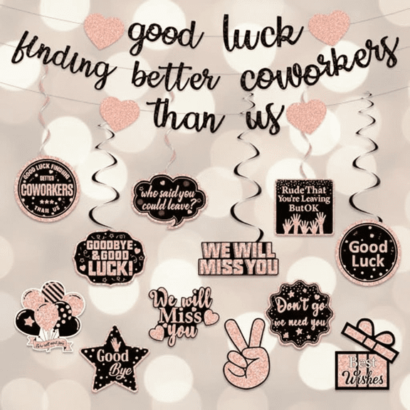 Gold Glitter Going Away Party Banner, Pre-Strung Farewell Decorations for Coworkers, Perfect for Job Change and Goodbye Celebrations