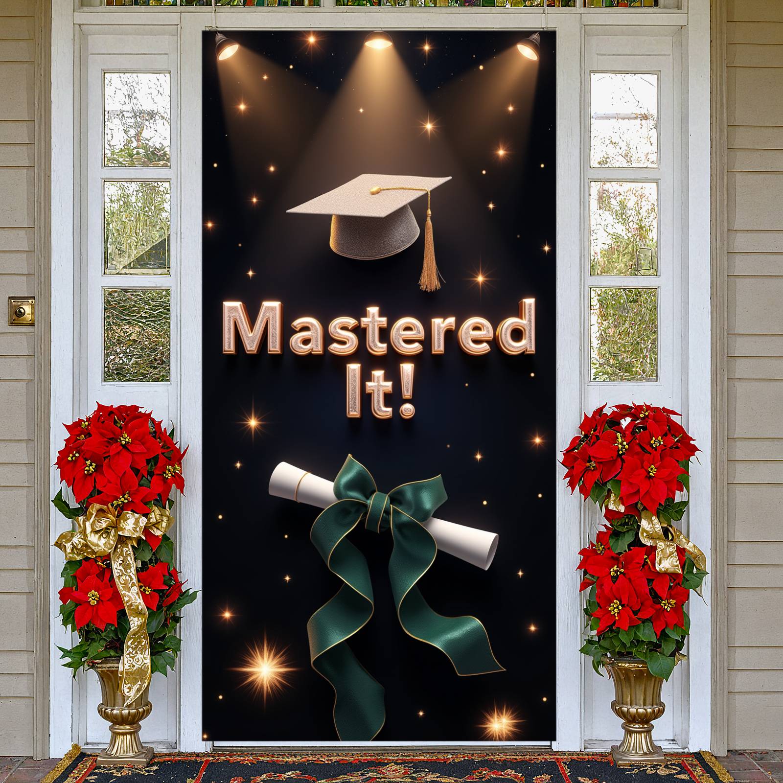 Graduation Batten Gold Glitter Graduation Banner Graduation Cap Graduation Display ...