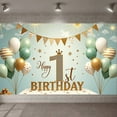 thumbnail image 1 of Gold Glitter Happy 1st Birthday Banner Mint Green First Birthday Display Balloon Decoration Star Pattern 1st Birthday Backdrop for 1st Birthday Party Baby's First Birthday Photo Shoot Backdrop, 1 of 9