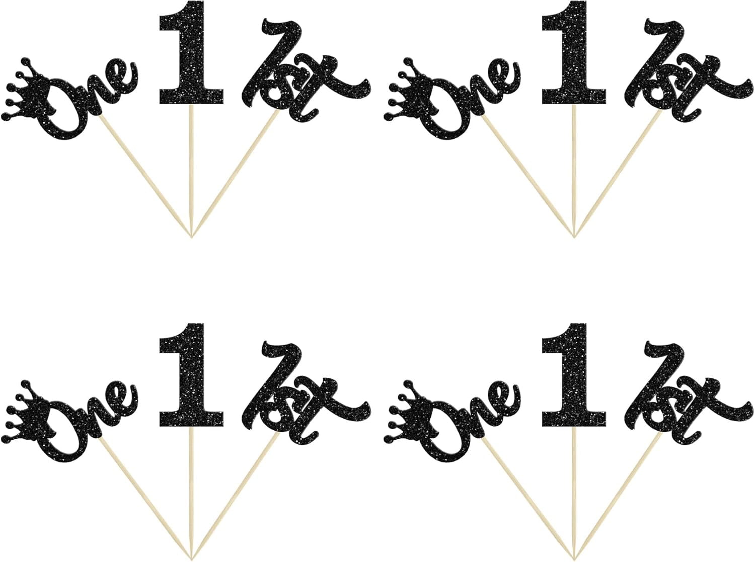 24Pcs 1st Birthday Cupcake Toppers Glitter First Birthday Cake ...