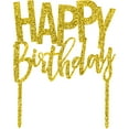 thumbnail image 1 of Gold Glitter Happy Birthday Cake Topper, 1 of 2