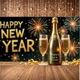 thumbnail image 1 of Gold Glitter Happy New Year Banner Fireworks Design New Year Display Champagne Theme Festive Gold Festive Backdrop for New Year Party Home Gathering New Year's Eve, 1 of 9