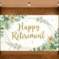 thumbnail image 1 of Gold Glitter Happy Retirement Banner Floral Design Retirement Party Display Green Leaves White Flowers Botanical Backdrop for Retirement Party Photo Backdrop Celebration Event, 1 of 9