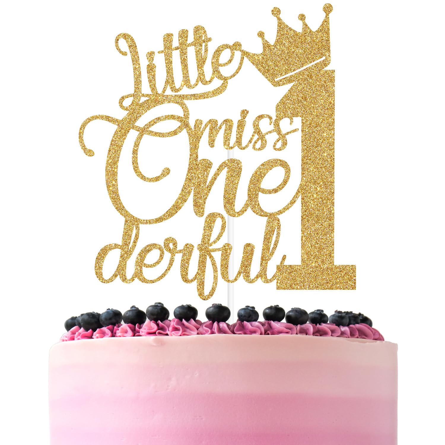 Gold Glitter Little Miss Onederful Cake Topper, MDH1Happy 1st Birthday ...