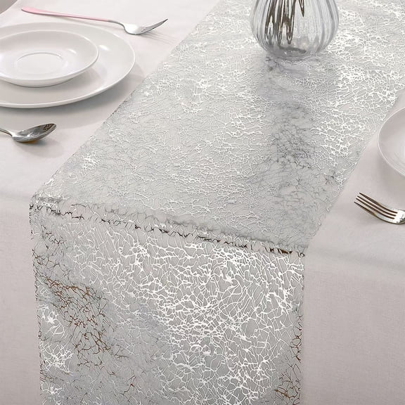 Gold Glitter Mesh Table Runner Roll, Metallic Sequin Gauze for Valentine's Day Wedding Anniversary, 108.26x11.02 Inches
