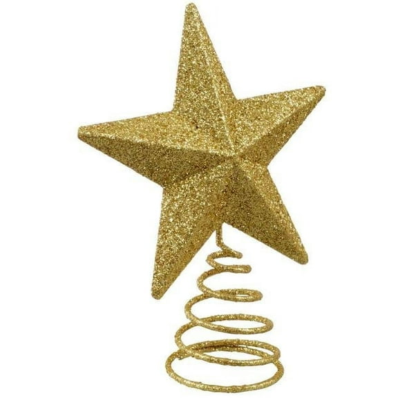 Gold Glitter Miniature 5 Point Star Tree Topper - 4 x 4.75 Inches 2/PK