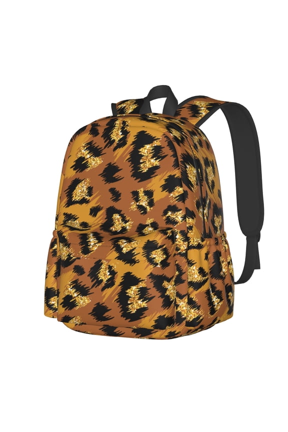 Gold Glitter Ombre Leopard Pattern Multipurpose Backpack Lightweight School Work Large Capacity Laptop Packsack Picnic Camping Travel Backpacks