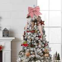 Gold Glitter Pearl Cotton Christmas Bow – Pink Festive Tree Decoration for Gifts, Wreaths & DIY Projects