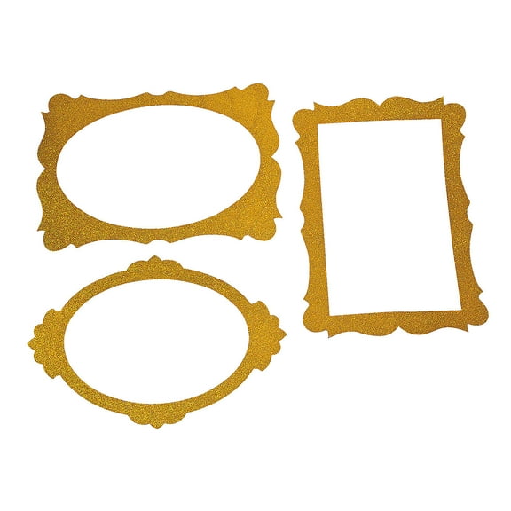 Gold Glitter Picture Frame Cutouts - Party Decor - 3 Pieces