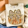 thumbnail image 1 of Gold Glitter Pumpkin Coquette Sweater, Fall Leopard Bow Girly Brushstroke Pumpkin Sweatshirt, 1 of 5