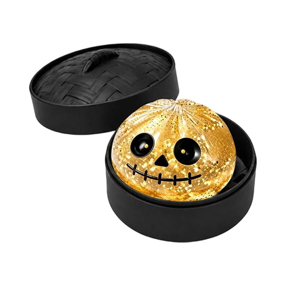 Gold Glitter Pumpkin Squishy Toy with Black Steamer Basket, 3 Inch and ...