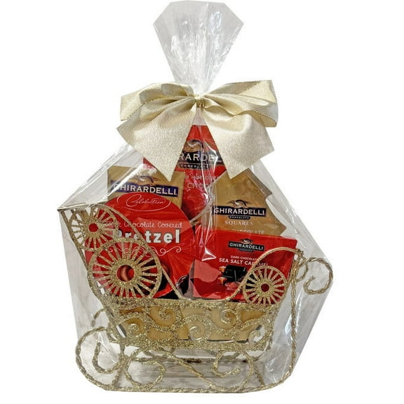 Ghirardelli Chocolate Gift Assortment in Gold Glitter Sleigh (3.8 oz)