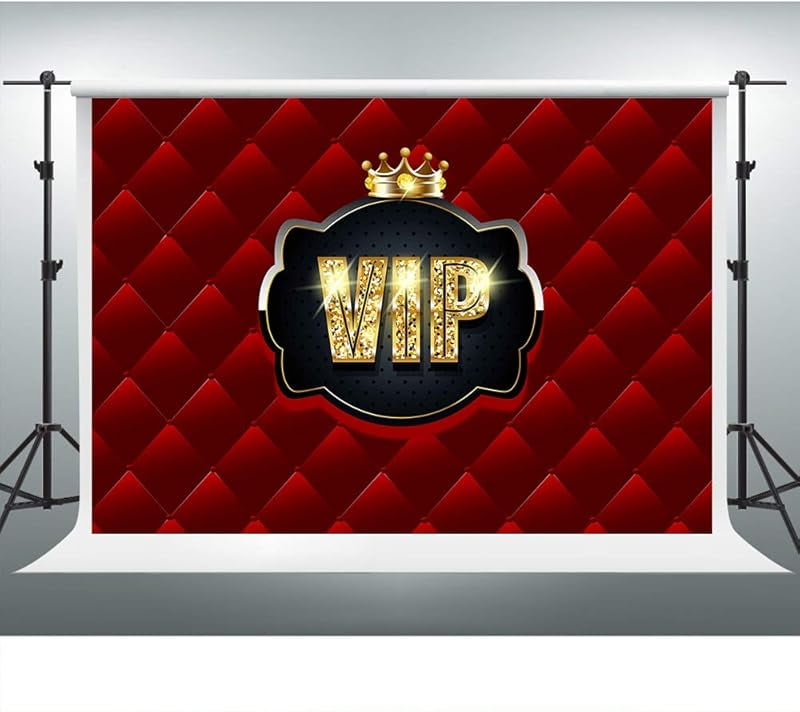 Gold Glitter VIP Birthday Backdrop Crown Red Tufted Background for Baby ...