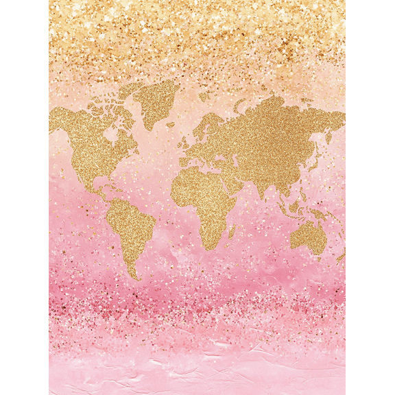 Gold Glitter World Map Canvas Print/Wall Art Suitable for Living Room Bedroom Office Bathroom and TravelThemed Decor.