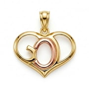 Gold God Heart Charm Pendant - 10 Karat Gold - Heart Charm Jewelry