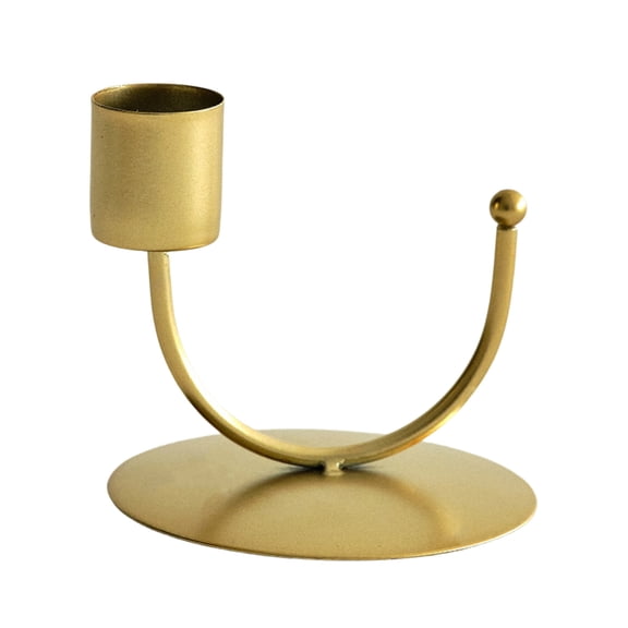 Gold Gold C-Shaped One-Head Candlestick Made Of Metal With Compact Size For Creating A Warm And Inviting Atmosphere