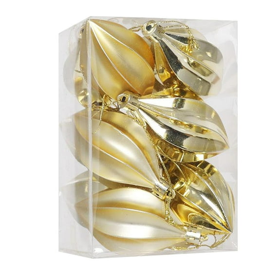 Gold Gold Christmas Tree Ornaments 12 Pack Metallic Starfruit Shape Hanging Baubles For Holiday Party Decor Plastic