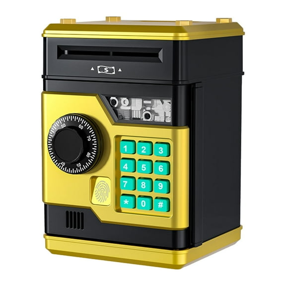Gold Gold Fingerprint Password Atm Bank For Kids With Music And Automatic Bill Rolling Function
