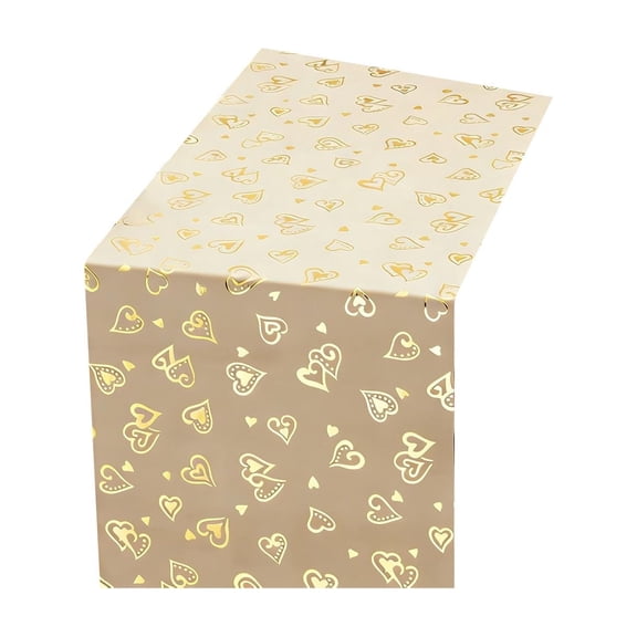 Gold Gold Heart Patterned Table Runner With Luxurious Sheen Elevates Table Settings For Special Dinners Celebrations And Romantic Date Nights