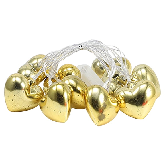Gold Gold Heart Shape Led Battery Operated String Lights For Party Wedding Home Decor Decorative Fairy Lantern 5Ft 10Lights